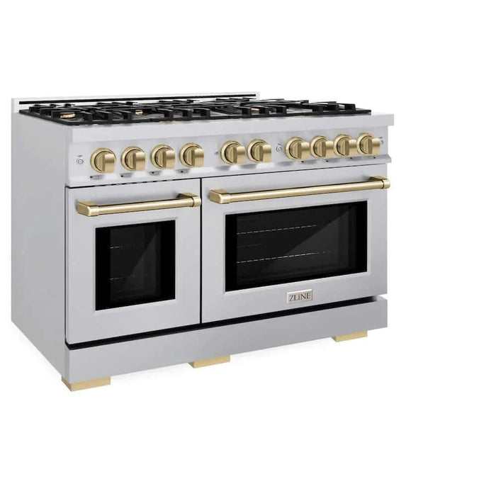 ZLINE 48" Select Dual Fuel Range Gas Cooktop Electric Convection Oven Stainless Steel Champagne Bronze HDRZ-48-CB09K