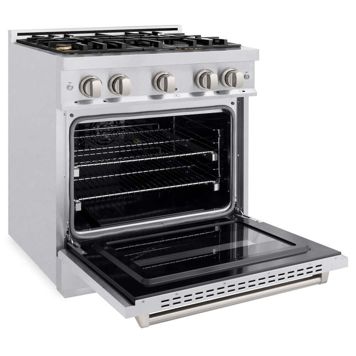 ZLINE 30" Classic Gas Range, Convection Gas Oven DuraSnow® Stainless Steel, Brass Burners CGRS-BR-3009K