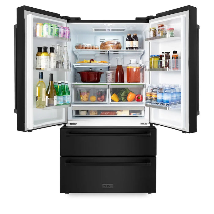 ZLINE Kitchen Package Refrigerator, Rangetop, Rangehood, Wall Oven, 4KPR-RTBRH36-AWS09K