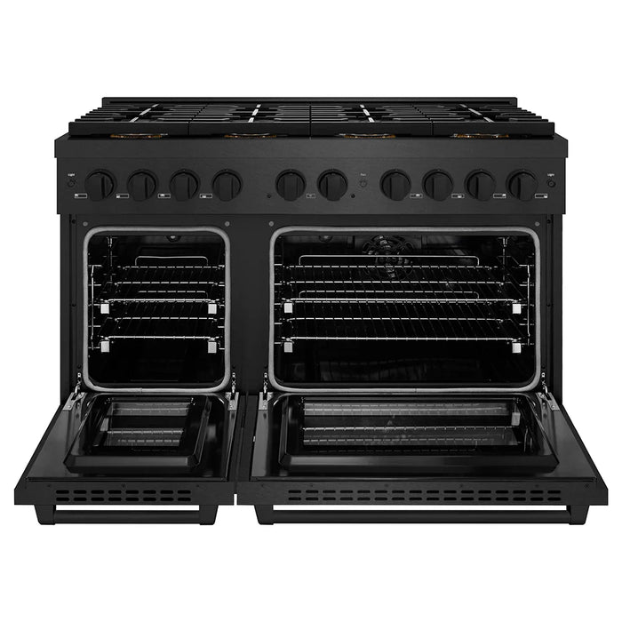 ZLINE 48" Paramount Gas Range, Convection Gas Oven, Black Satin Stainless Steel, Brass Burners SGRBS-BR-4809K