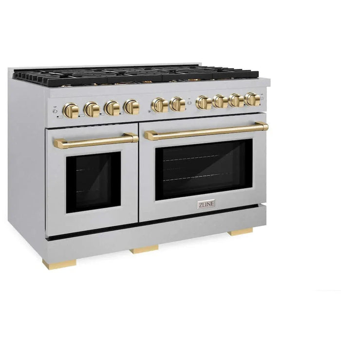 ZLINE 48"Gas Range, Convection Gas Oven, DuraSnow® Gold, SGRSZ-48-G09K