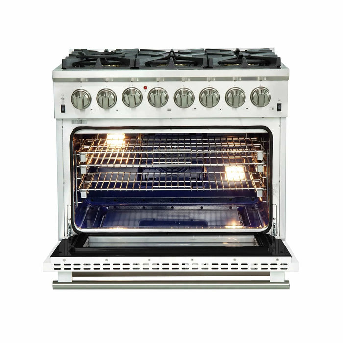 FORNO Capriasca 36" Dual Fuel Range FFSGS6187-36WHT09K
