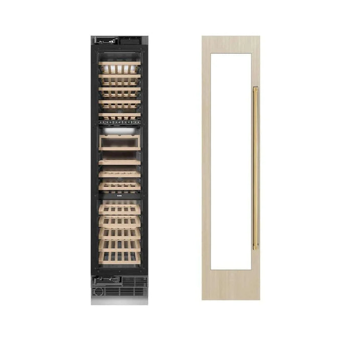 ZLINE 18" Triple Zone 68 Bottle Panel Ready Column Left Hinge Wine Cooler Polished Gold RBCWVLZ-18-G09K