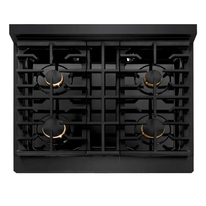 ZLINE 30"Gas Range, Convection Gas Oven, Black, Gold, SGRBZ-30-G09K
