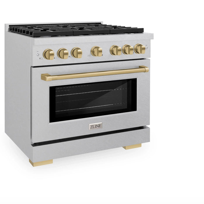ZLINE 36"Paramount Dual Fuel Range DuraSnow® Champagne Bronze SDRSZ-36-CB09K