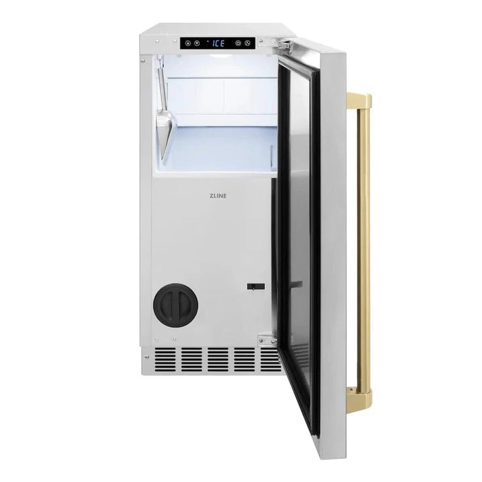 ZLINE 15" Touchstone Gourmet Ice Maker Drain Pump Stainless Steel Door Champagne Bronze IGMDZ-ST-15-CB09K