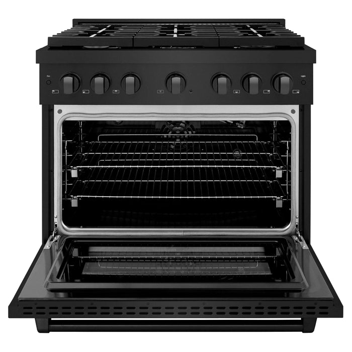 ZLINE 36"Paramount Dual Fuel Range Black Stainless Steel, SDRB-3609K