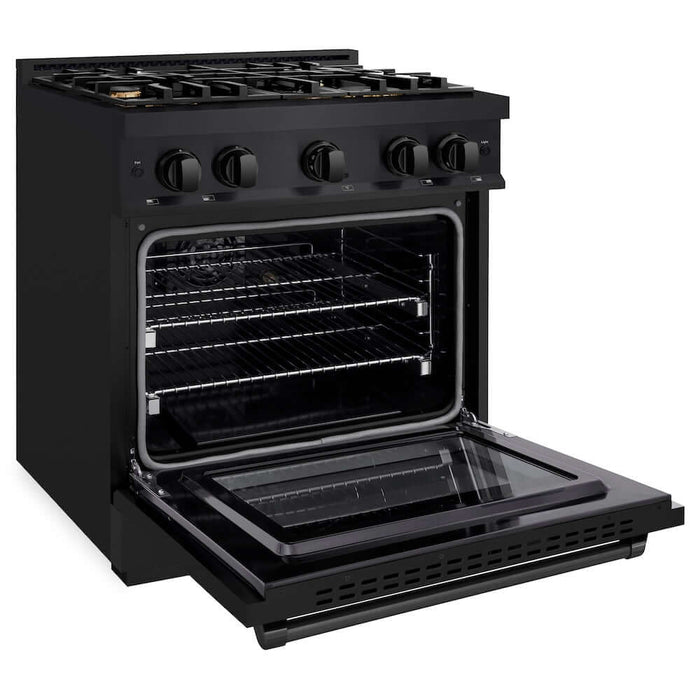 ZLINE 30" Select Dual Fuel Range Gas Cooktop Electric Convection Oven Black Stainless Steel Brass Burners HDRB-BR-3009K