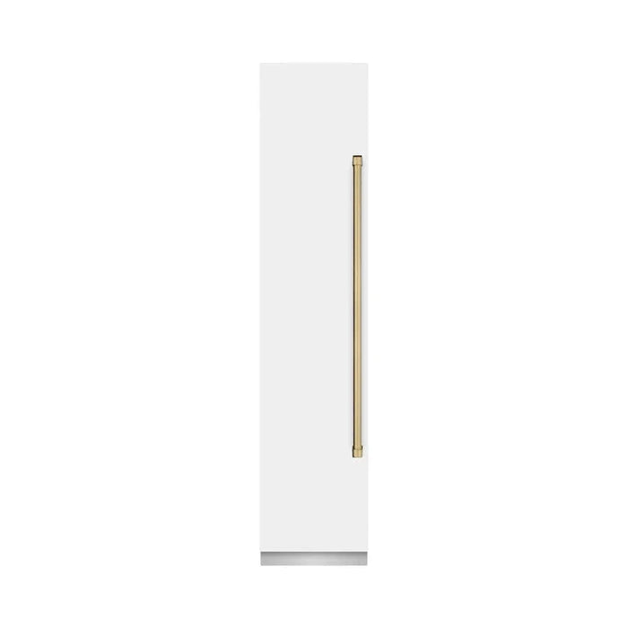 ZLINE 18" Left Hinge Column Freezer White Matte Stainless Steel, Graphite Gray Interior Champagne Bronze RCFVLZ-WM-18-CB09K