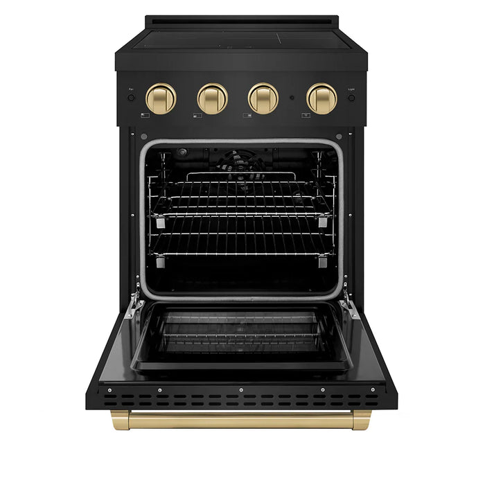 ZLINE 24" Paramount Induction Range, Cooktop, Electric Convection Oven, Accents SINRBZ-2409K