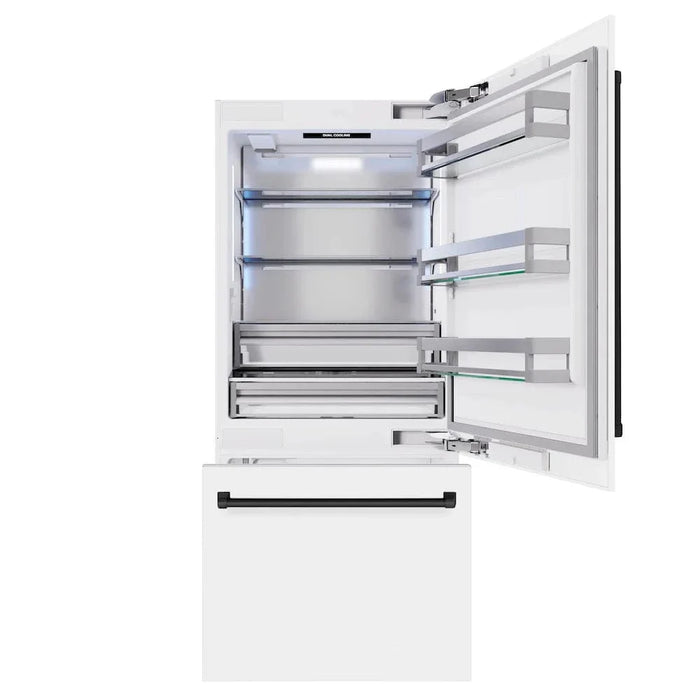 ZLINE 36" Panel Ready Built-In Bottom Freezer Refrigerator,Water Dispenser, Ice Maker, Matte Black RBITZ-36-MB09K