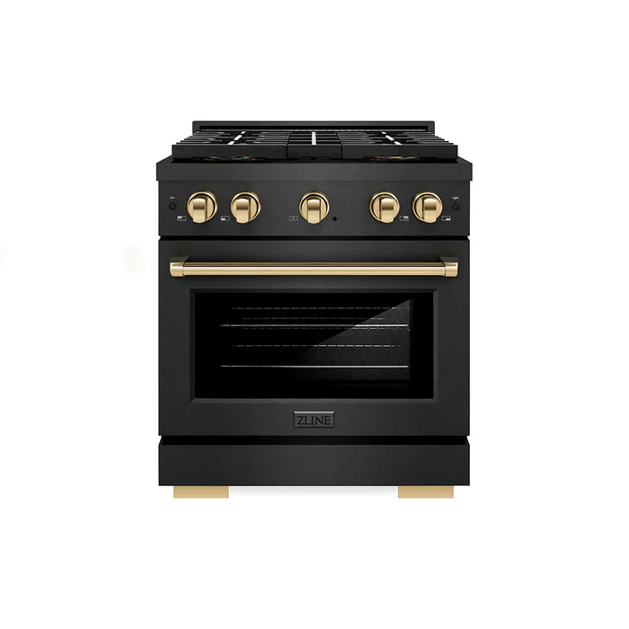 ZLINE 30" Paramount Gas Range DuoPro™ Cooktop, Convection Gas Oven, Black Satin Stainless Steel PSGRBSZ-30-CB09K