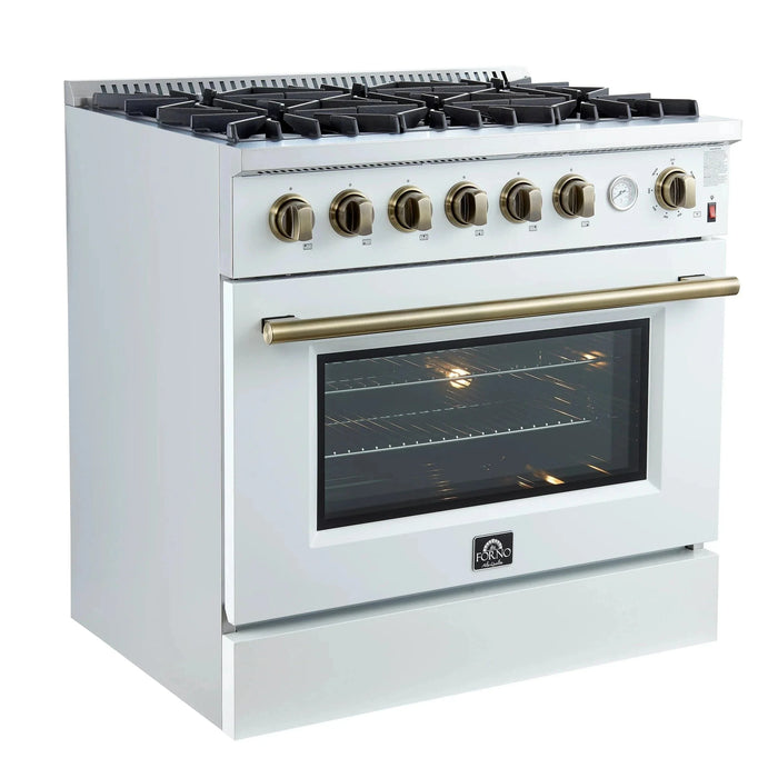 FORNO Marco 36" Gas on Gas Range FFSGS6277-36WHT09K