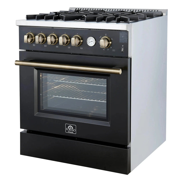 FORNO Giovanni 30" Gas on Gas Range FFSGS6274-30BLK09K