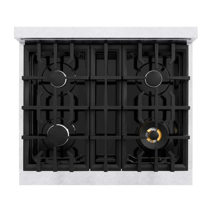 ZLINE 30" Classic Gas Range, Convection Gas Oven DuraSnow® Stainless Steel, Black Matte Door CGRS-BLM-3009K