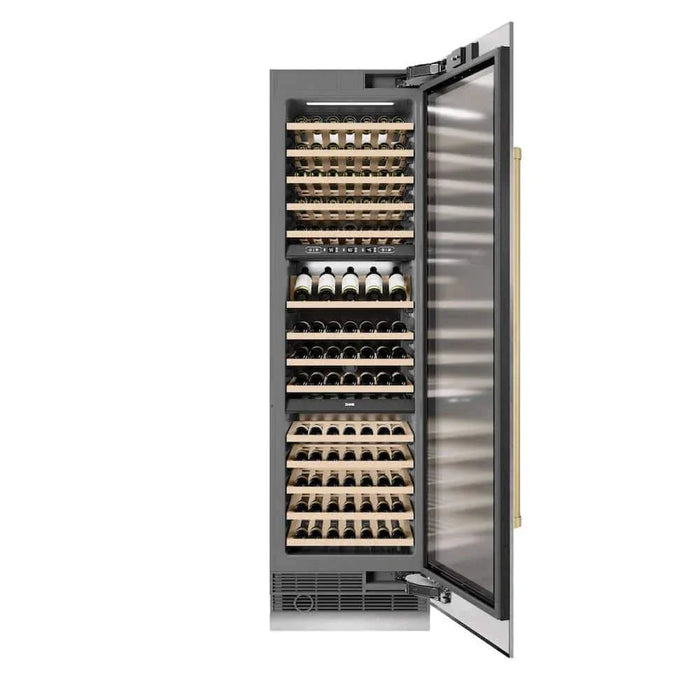 ZLINE 24"Triple Zone 100 Bottle Column Wine Cooler, DuraSnow®  Stainless Steel Champagne Bronze RCWVZ-SN-24-CB09K