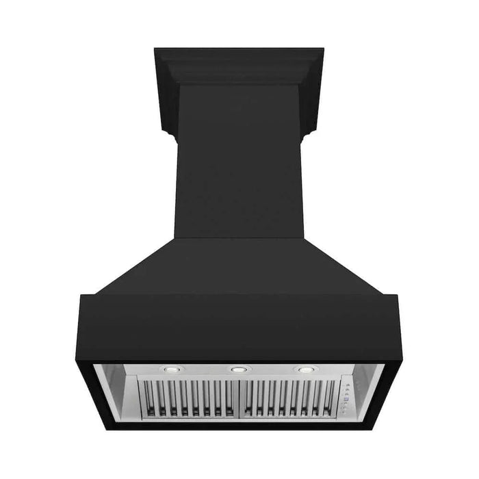 ZLINE Wooden Wall Mount Range Hood in Rustic Black Finish 355CC-3009K