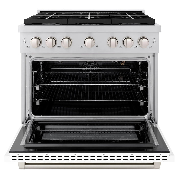ZLINE 36"Paramount Dual Fuel Range Stainless Steel, White Matte, SDR-WM-3609K