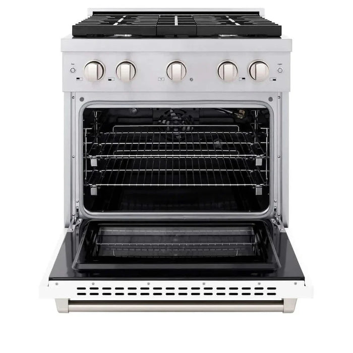 ZLINE 30 In. Gas Range, Stainless Steel, White Matte, SGR-WM-3009K