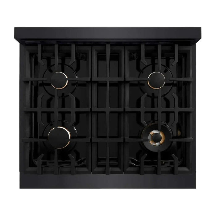ZLINE 30" Select Dual Fuel Range Gas Cooktop Electric Convection Oven Black Stainless Steel Gold HDRBZ-30-G09K