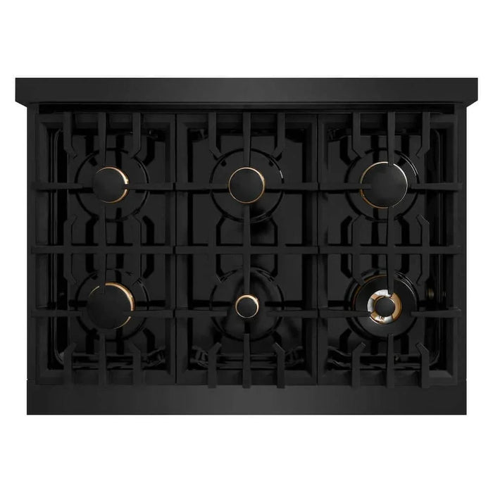 ZLINE 36" Select Dual Fuel Range Gas Cooktop Electric Convection Oven Black Stainless Steel Champagne Bronze HDRBZ-36-CB09K