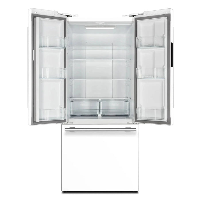 Forno Espresso Gallipoli 30"Door Refrigerator, Ice Maker in White, Antique Brass Handle FFFFD1974-31WHT09K