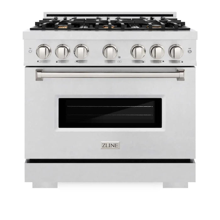 ZLINE 36" Classic Gas Range, Convection Gas Oven DuraSnow® Stainless Steel, Brass Burners CGRS-BR-3609K