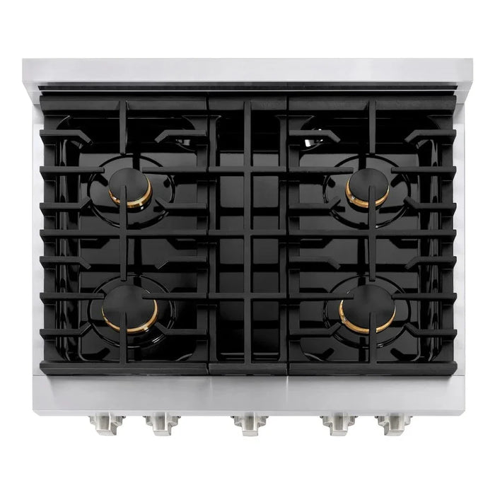ZLINE 30"Paramount Dual Fuel Range Stainless Steel, Brass Burner, SDR-BR-3009K
