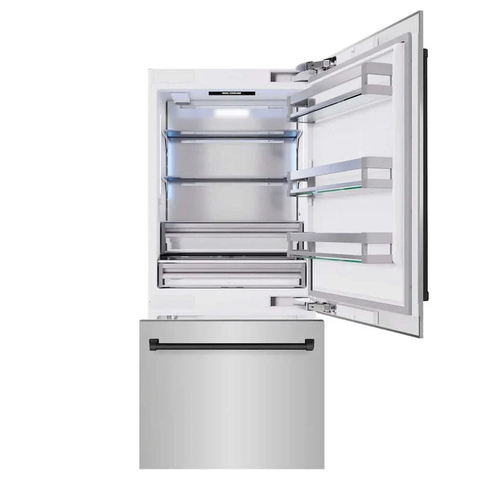 ZLINE 36" Built-In Bottom Freezer Refrigerator,Water Dispenser, Ice Maker, Matte Black RBITZ-304-36MB09K