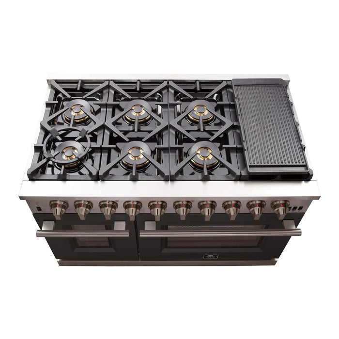 FORNO Capriasca 48″ Gas on Gas Range FFSGS6260-48BLK09K
