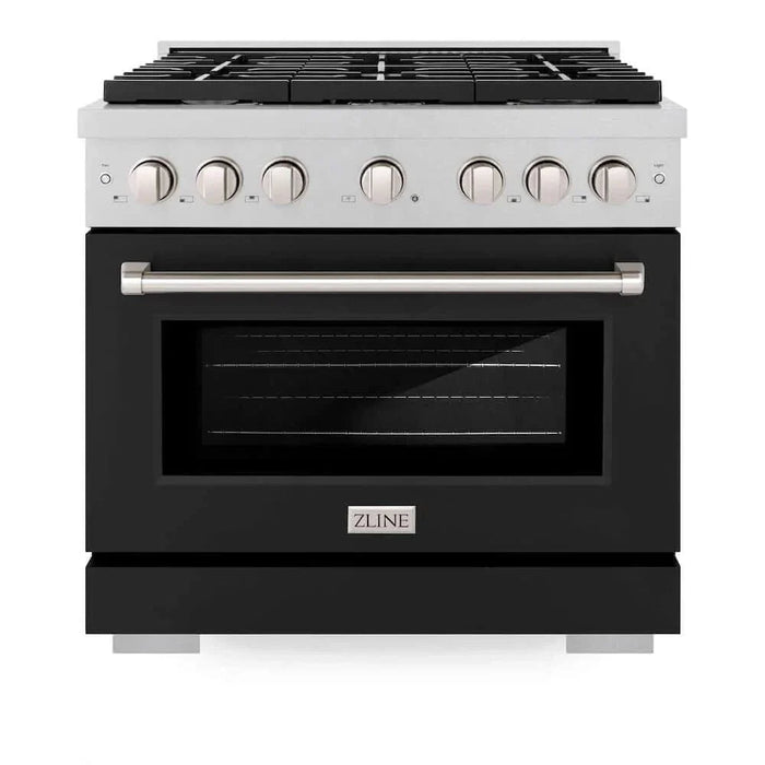 ZLINE 36"Gas Range, Convection Gas Oven, DuraSnow® Black Matte, SGRS-BLM-3609K