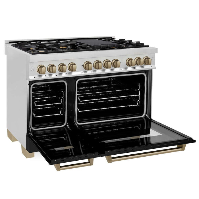 ZLINE 48" Autograph Dual Fuel Range, Black, Bronze, RAZ-BLM-48-CB09K