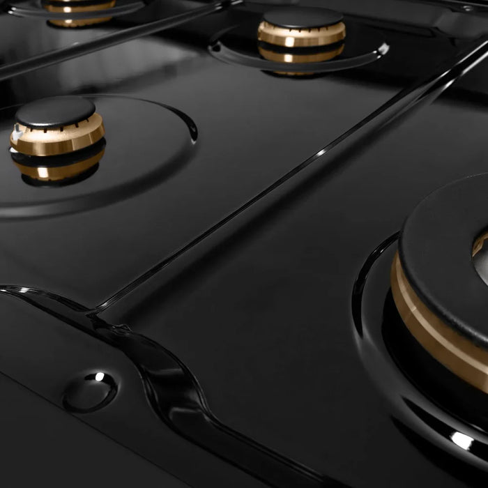 ZLINE Autograph Edition 48" Paramount Dual Fuel Range, 6 Burner Gas Cooktop, Electric Convection Oven, Black Stainless Steel, Helix Handle and Knob SDRBZ-48-KCB09K