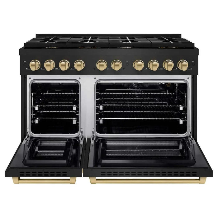 ZLINE 48"Gas Range, Convection Gas Oven, Black, Champagne Bronze,SGRBZ-48-CB09K