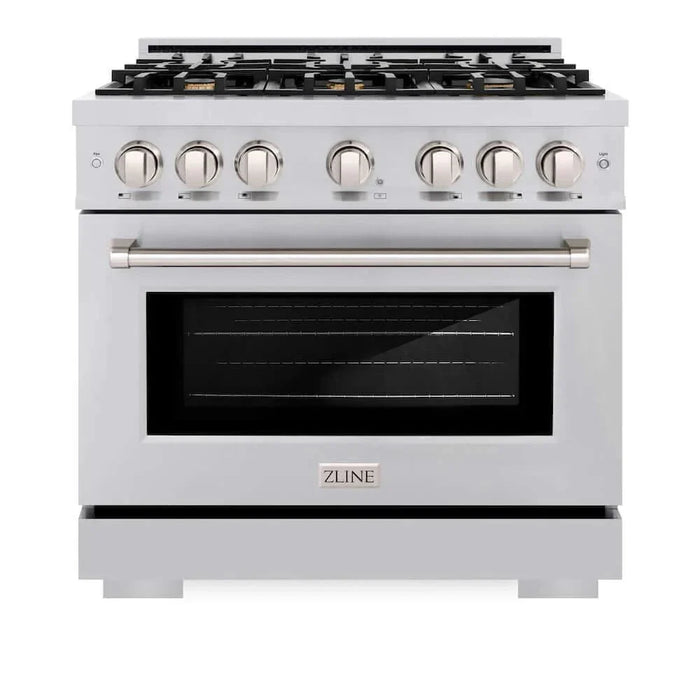 ZLINE 36" Select Dual Fuel Range Gas Cooktop Electric Convection Oven Stainless Steel Brass Burners HDR-BR-3609K