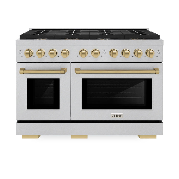 ZLINE 48"Paramount Dual Fuel Range DuraSnow® Champagne Bronze SDRSZ-48-CB09K