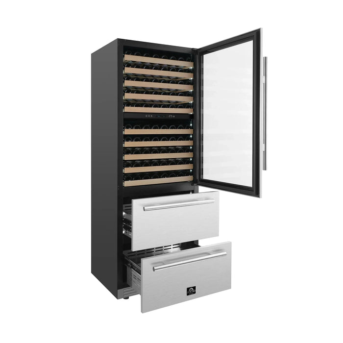 FORNO Celano 30" 150 Bottle and 252 Can Dual Zone Wine Cooler FWCDR6697-30S09K