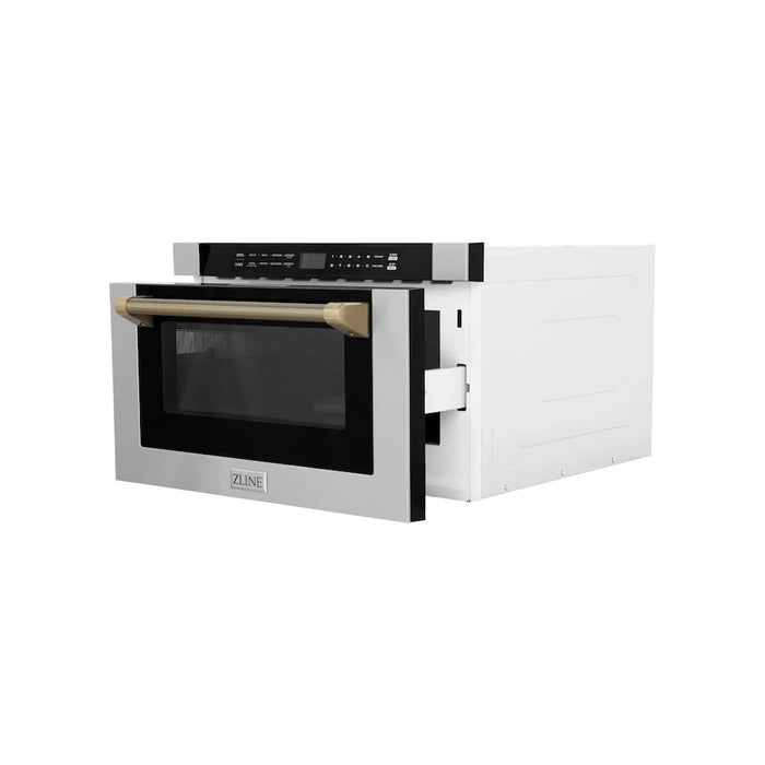 ZLINE Autograph Edition 24" Built-in Microwave Drawer, Stainless Steel, Helix Handle MWDZ-1-H-KCB09K