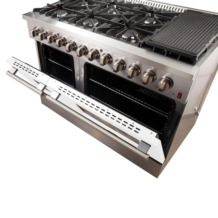 FORNO Galiano 48" Dual Fuel Range, White, FFSGS6156-48WHT09K