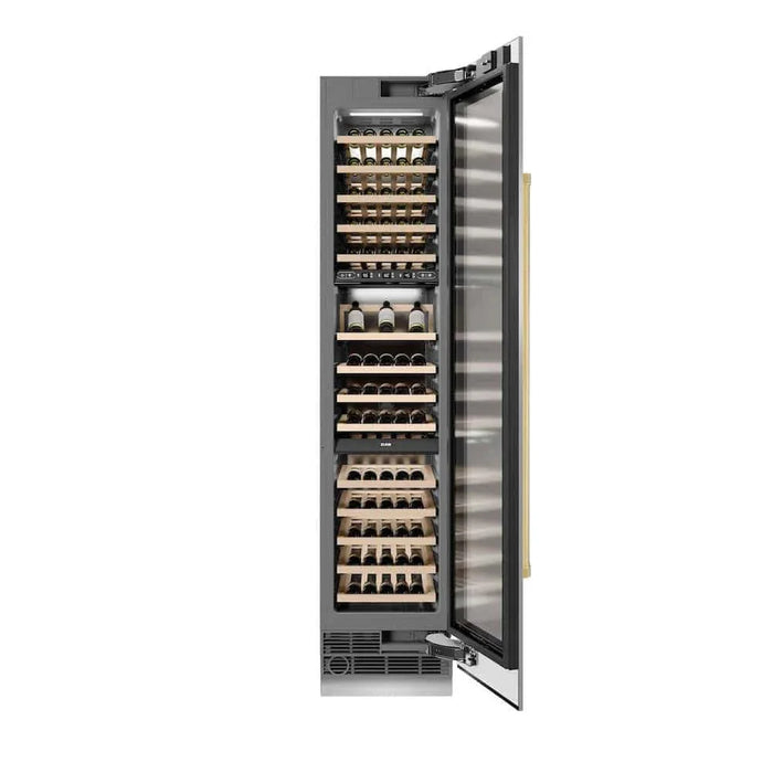 ZLINE 18"Triple Zone 68 Bottle Right Hinge Column Wine Cooler, Stainless Steel Polished Gold RCWVRZ-30418-G09K