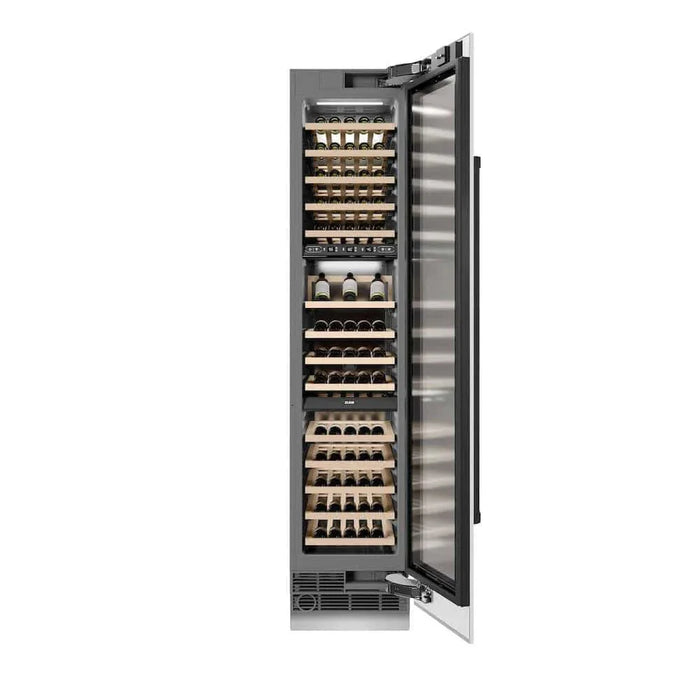 ZLINE 18"Triple Zone 68 Bottle Right Hinge Column Wine Cooler, White Matte Stainless Steel Matte Black RCWVRZ-WM-18-MB09K