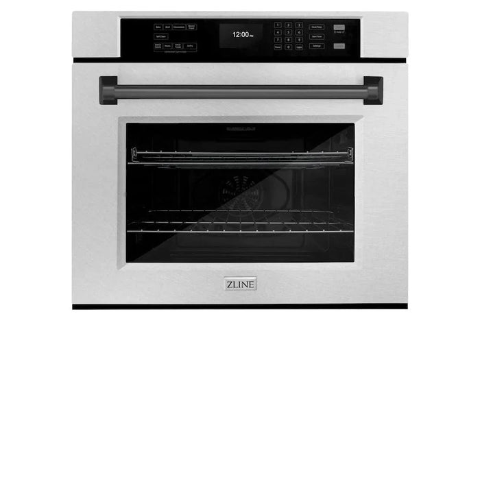 ZLINE 30"Professional True Convection Single Wall Oven, Air Fry, Self Clean, DuraSnow® Matte Black WASSZ-30-MB09K
