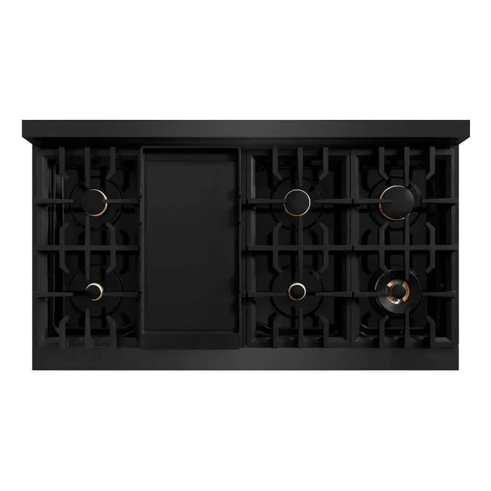 ZLINE 48" Select Dual Fuel Range Gas Cooktop Electric Convection Oven Black Stainless Steel Champagne Bronze HDRBZ-48-CB09K