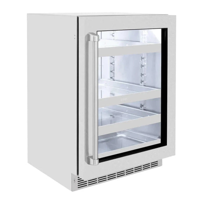ZLINE 24" Touchstone 151 Can Beverage Fridge DuraSnow® Stainless Steel Glass Door RBSO-SN-2409K