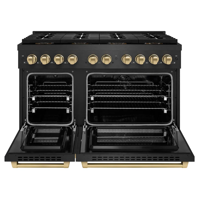ZLINE 48" Paramount Gas Range, Convection Gas Oven, Black Satin Stainless Steel SGRBSZ-48-CB09K