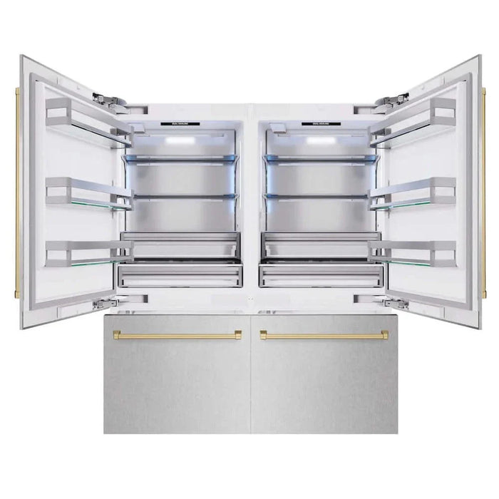 ZLINE 72" Built-In Bottom Freezer Refrigerator,Water Dispenser, Ice Maker, DuraSnow® Champagne Bronze RBITZ-SN-72-CB09K