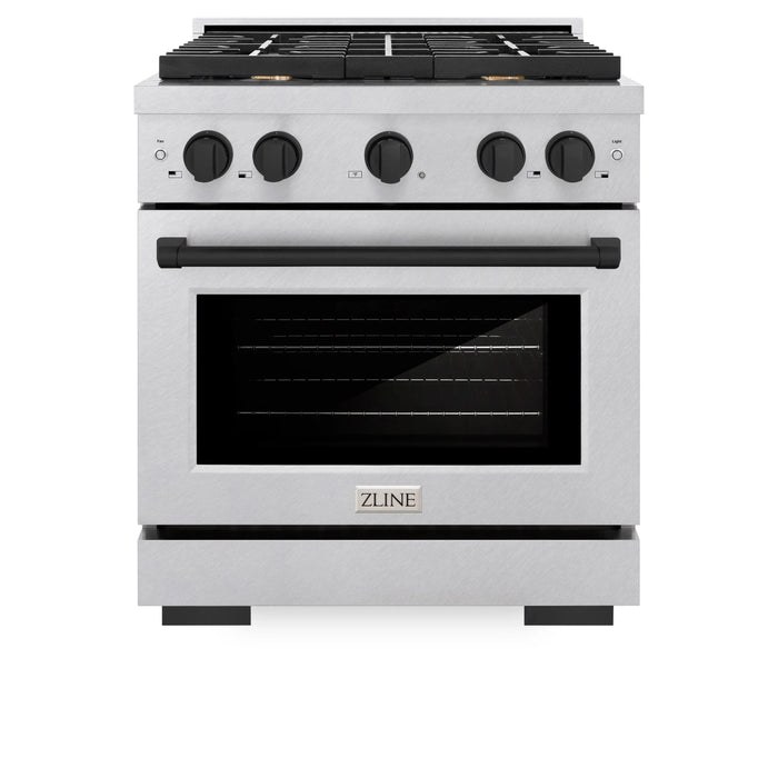 ZLINE 30"Paramount Dual Fuel Range DuraSnow® Matte Black SDRSZ-30-MB09K