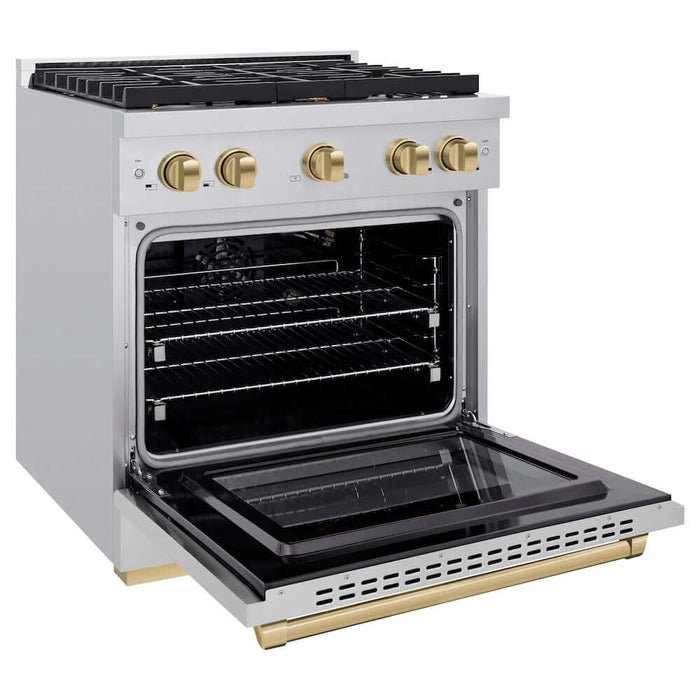 ZLINE 30"Gas Range, Convection Oven Stainless Steel, Champagne Bronze, SGRZ-30-CB09K