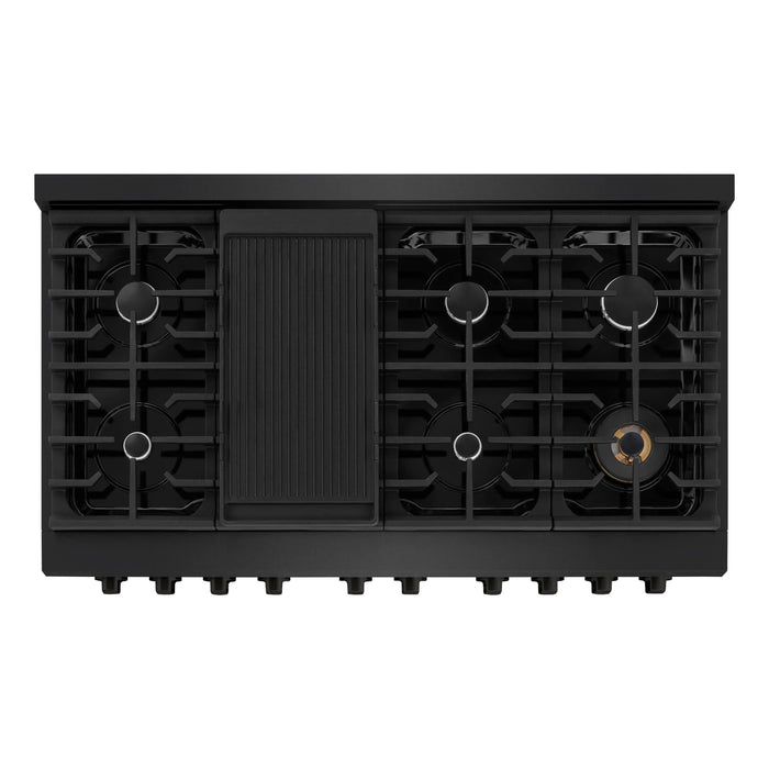 ZLINE 48"Paramount Dual Fuel Range Black Stainless Steel, SDRB-4809K
