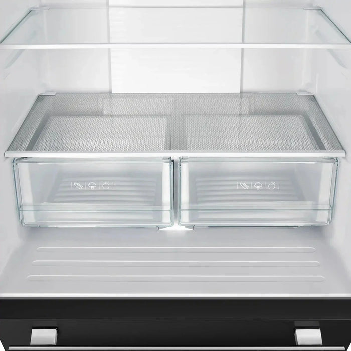 Forno Espresso Gallipoli 30"Door Refrigerator, Ice Maker in Black, Antique Brass Handle FFFFD1974-31BLK09K
